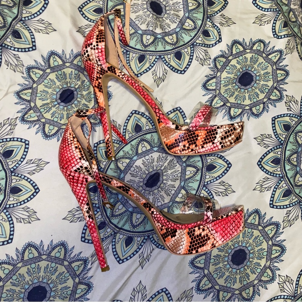 Onlymaker Stiletto heel stilettos NDS Snakeskin Pink Sz 45